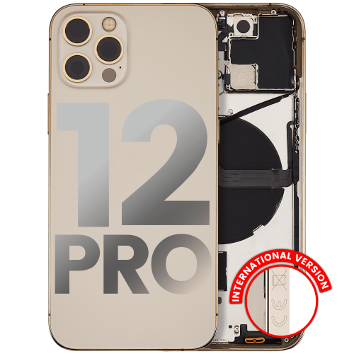 Back Housing W/ Small Components Pre-Installed Compatible For iPhone 12 Pro (International Version) (Used OEM Pull: Grade C) (Gold)
