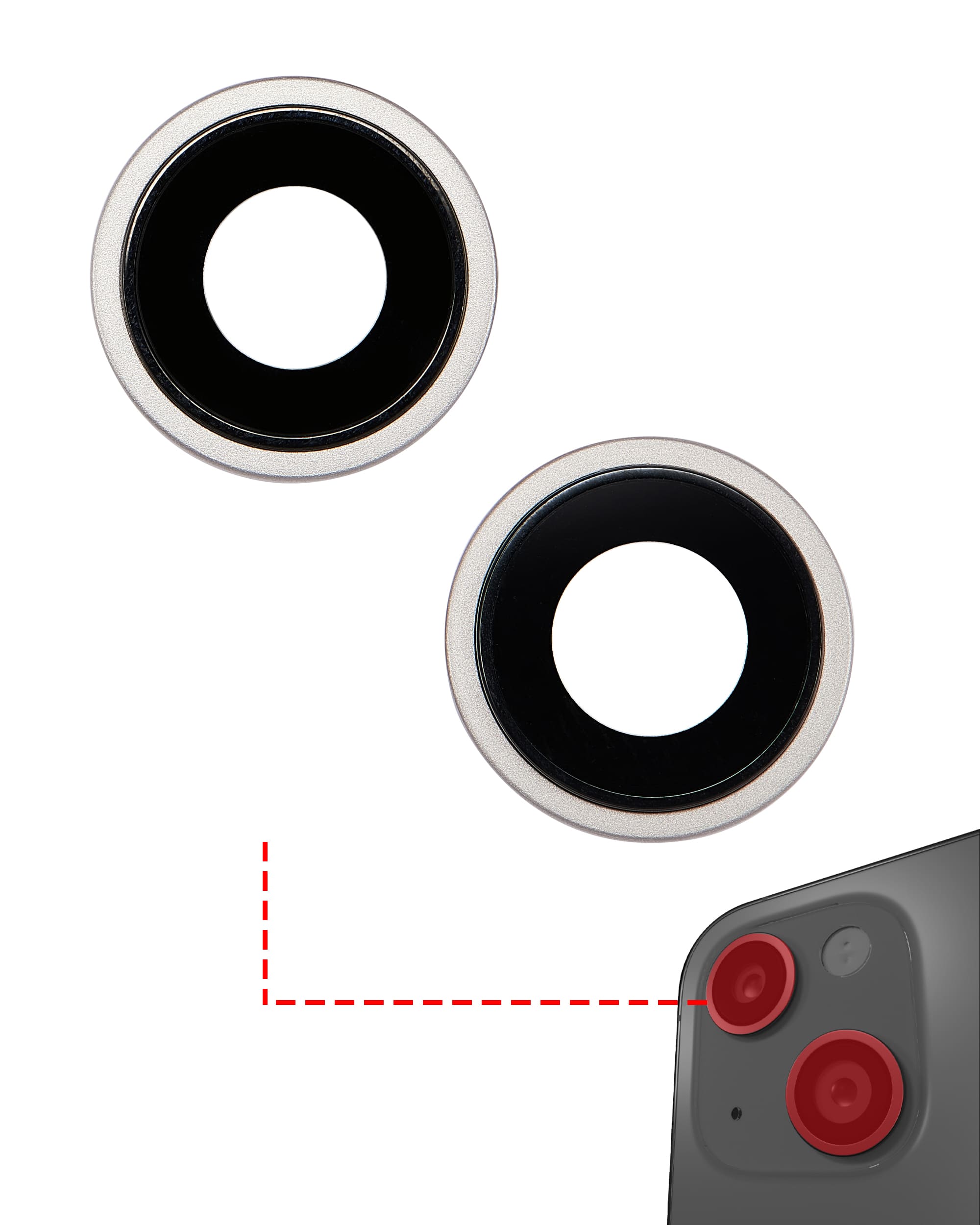 Back Camera Lens With Bracket & Bezel Compatible For iPhone 14 / 14 Plus (2 Piece Set) (Premium) (Starlight)