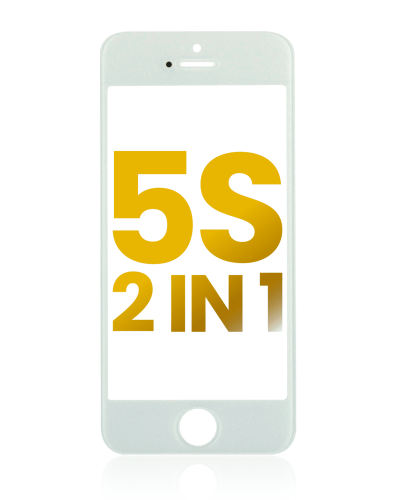 2 in 1 (Front Glass + Frame Pre-Installed) Compatible For iPhone 5S (2 Pack) (White)