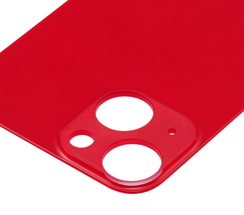 Back Glass With 3M Adhesive Compatible For iPhone 13 Mini (No Logo / Large Camera Hole) (Red)