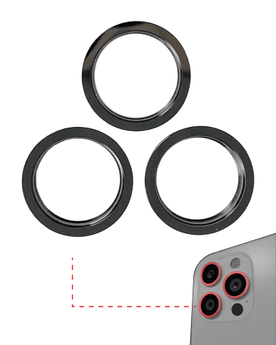 Back Camera Bezel Ring Only Compatible For iPhone 12 Pro Max (Graphite) (3 Piece Set) (10 Pack)