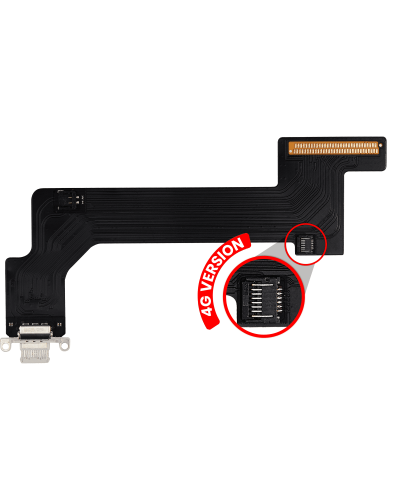 Charging Port Flex Cable Compatible For iPad 10 (2022) (4G Version) (Aftermarket Plus) (Silver)