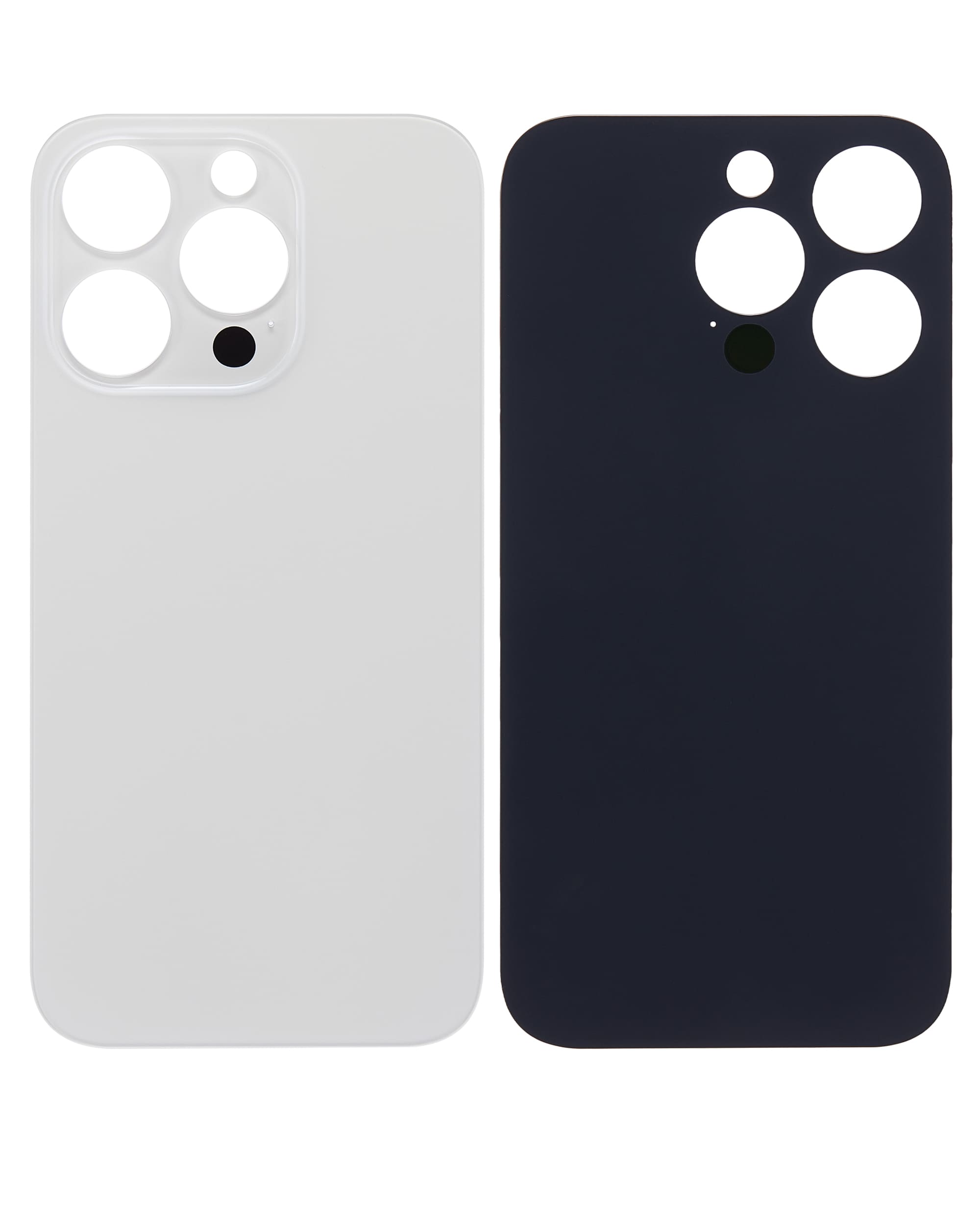 Back Glass With 3M Adhesive Compatible For iPhone 14 Pro (No Logo / Large Camera Hole) (Silver)