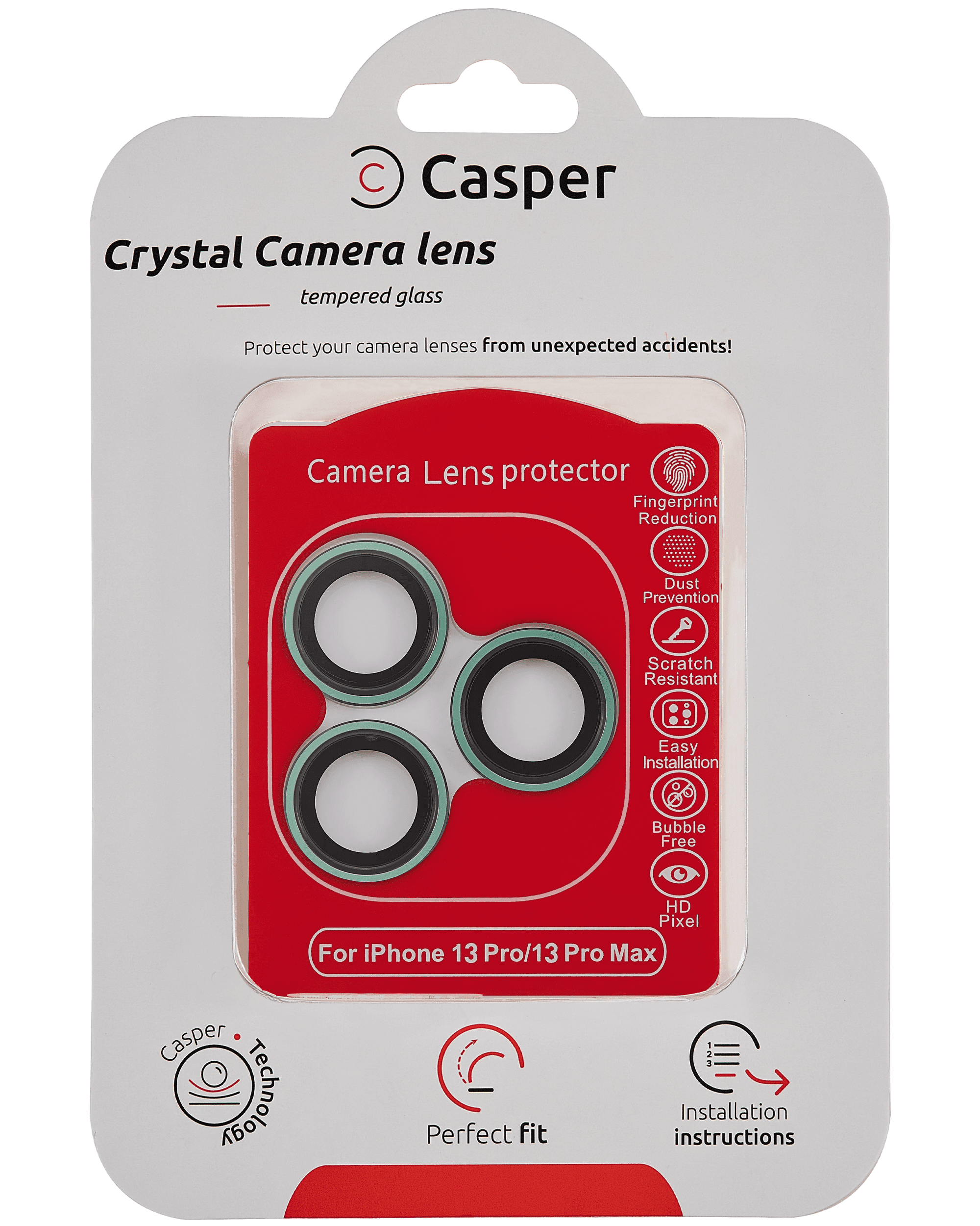 Casper Camera Lens Protector Compatible For iPhone 13 Pro / 13 Pro Max (Alpine Green) (Clear)