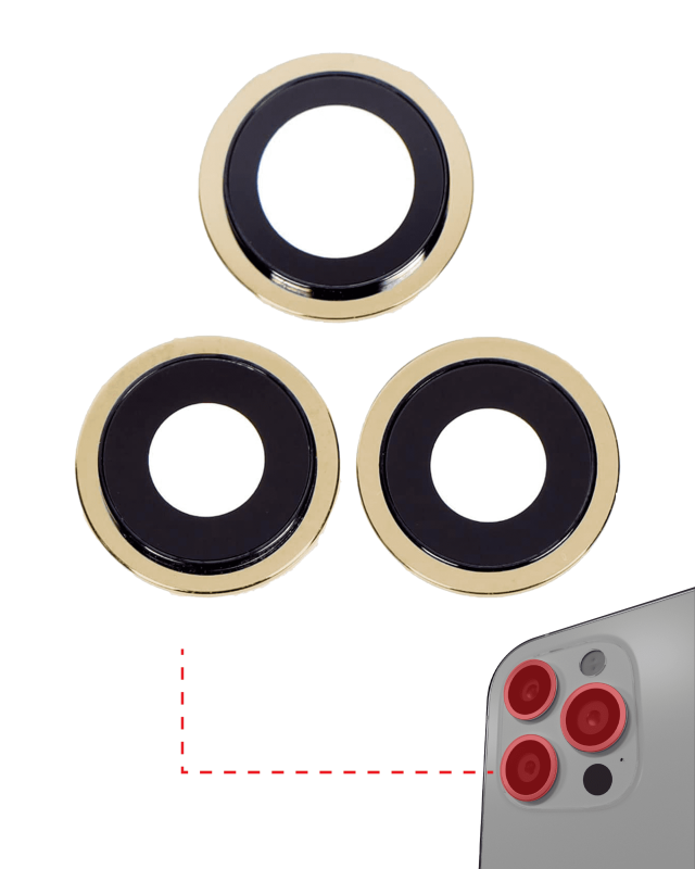 Back Camera Lens With Bracket & Bezel Compatible For iPhone 12 Pro Max (Aftermarket Plus) (Gold)
