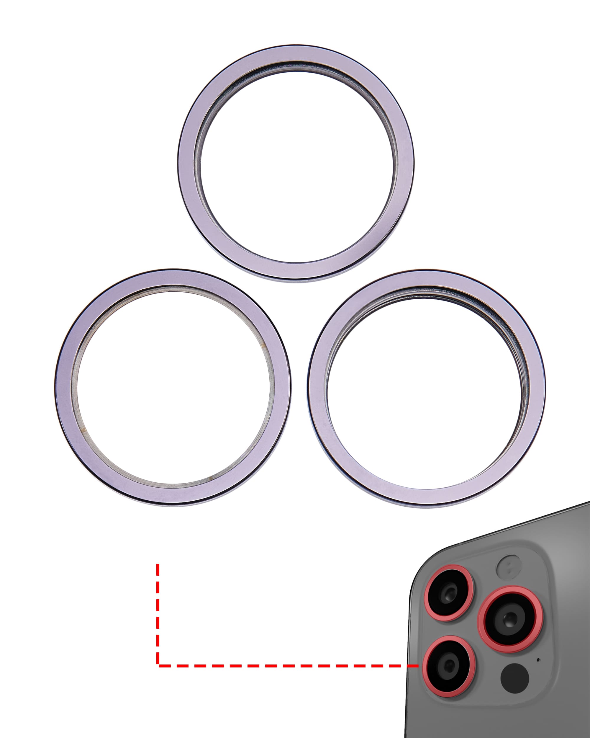 Back Camera Bezel Ring Only Compatible For iPhone 14 Pro / 14 Pro Max (Deep Purple) (3 Piece Set)