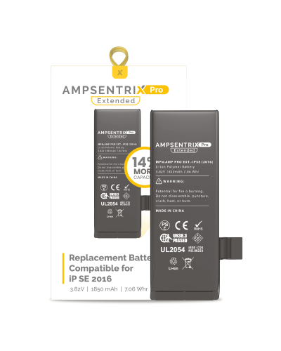 Extended Capacity Replacement Battery Compatible For iPhone SE (2016) (AmpSentrix Pro Extended)