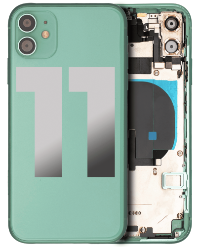Back Housing W/ Small Components Pre-Installed Compatible For iPhone 11 (Used OEM Pull: Grade C) (Green)