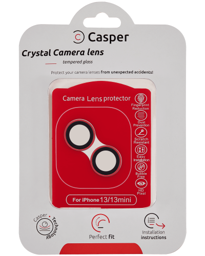 Casper Camera Lens Protector Compatible For iPhone 13 / 13 Mini (Red) (Clear)