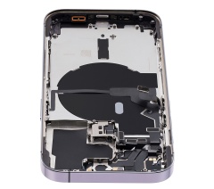 Back Housing W/ Small Pre-Installed Compatible For iPhone 14 Pro (U.S Version) (Used OEM Pull: Grade A) (Deep Purple)