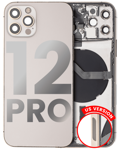 Back Housing W/ Small Components Pre-Installed Compatible For iPhone 12 Pro (US Version) (Used OEM Pull: Grade B) (Gold)