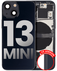 Back Housing W/ Small Components Pre-Installed Compatible For iPhone 13 Mini (US Version) (Used OEM Pull: Grade A) (Midnight)