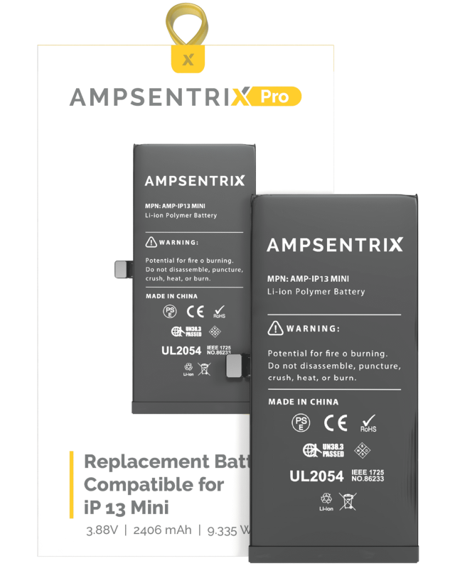 Replacement Battery Compatible For iPhone 13 Mini (AmpSentrix Pro)
