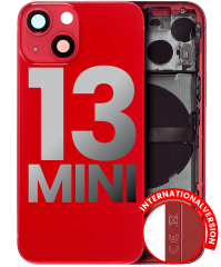 Back Housing W/ Small Components Pre-Installed Compatible For iPhone 13 Mini (International Version) (Used OEM Pull: Grade A) (Red)