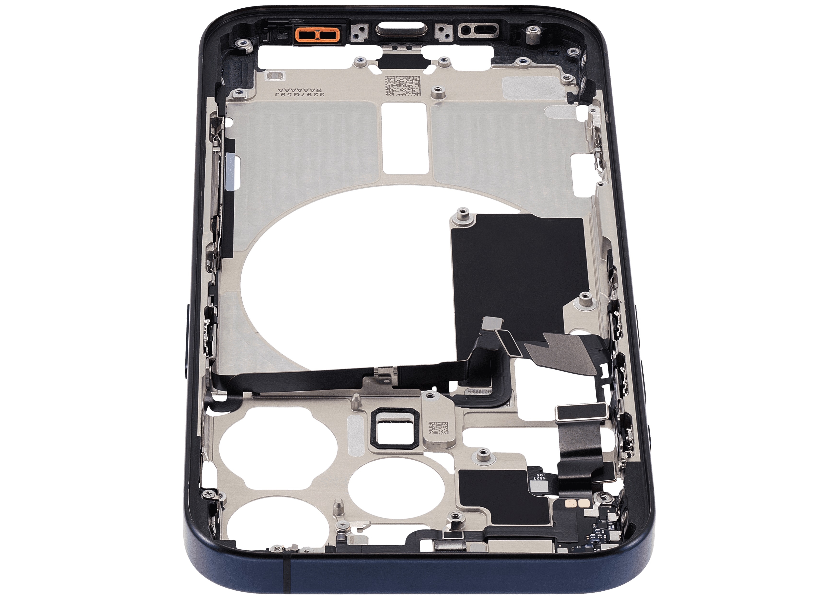 Mid-Frame Housing With Power And Volume Button Compatible For iPhone 15 Pro (US Version) (Used OEM Pull: Grade A) (Blue Titanium)