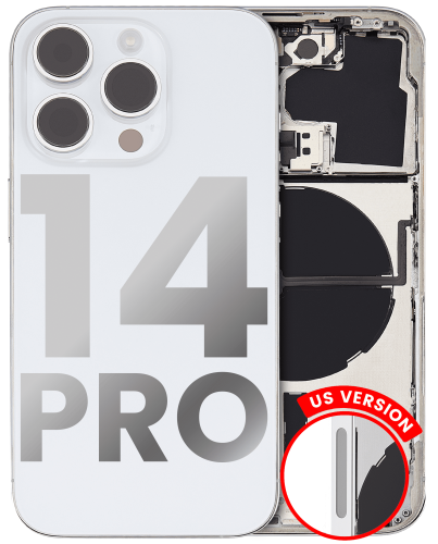 Back Housing W/ Small Pre-Installed Compatible For iPhone 14 Pro (U.S Version) (Used OEM Pull: Grade C) (Silver)