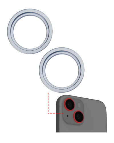 Back Camera Bezel Ring Only Compatible For iPhone 15 / 15 Plus (Blue) (2 Piece Set)