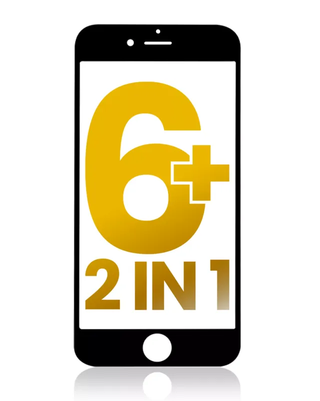 2 in 1 (Front Glass + Frame Pre-Installed) Compatible For iPhone 6 Plus (2 Pack) (Black)