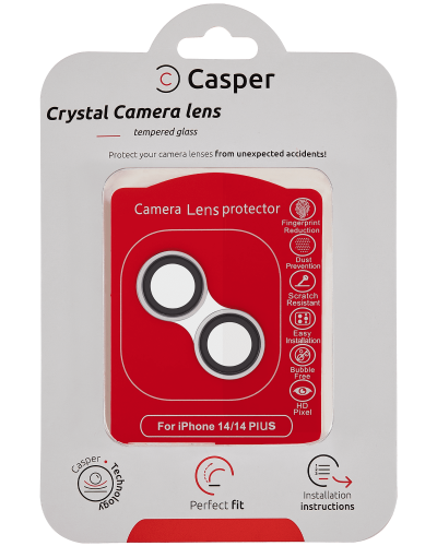 Casper Camera Lens Protector Compatible For iPhone 14 / 14 Plus (Silver) (Clear)