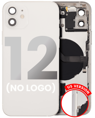 Back Housing W/ Small Components Pre-Installed Compatible For iPhone 12 (US Version) (No Logo) (Aftermarket Plus) (White)