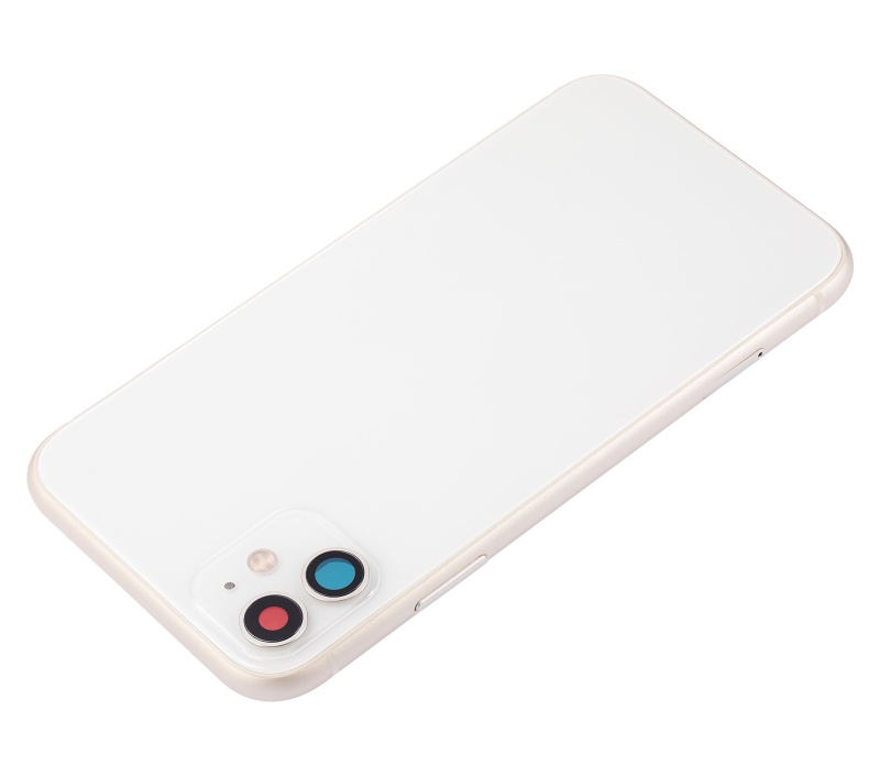 Back Housing W/ Small Components Pre-Installed Compatible For iPhone 11 (No Logo) (Aftermarket Plus) (White)