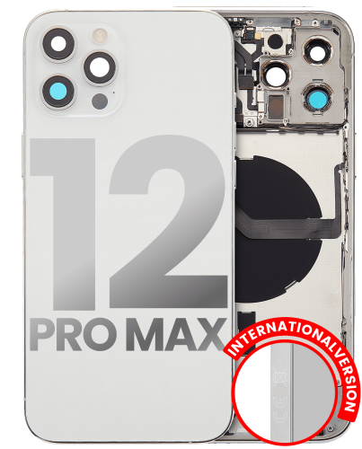 Back Housing W/ Small Components Pre-Installed Compatible For iPhone 12 Pro Max (International Version) (Used OEM Pull: Grade C) (Silver)