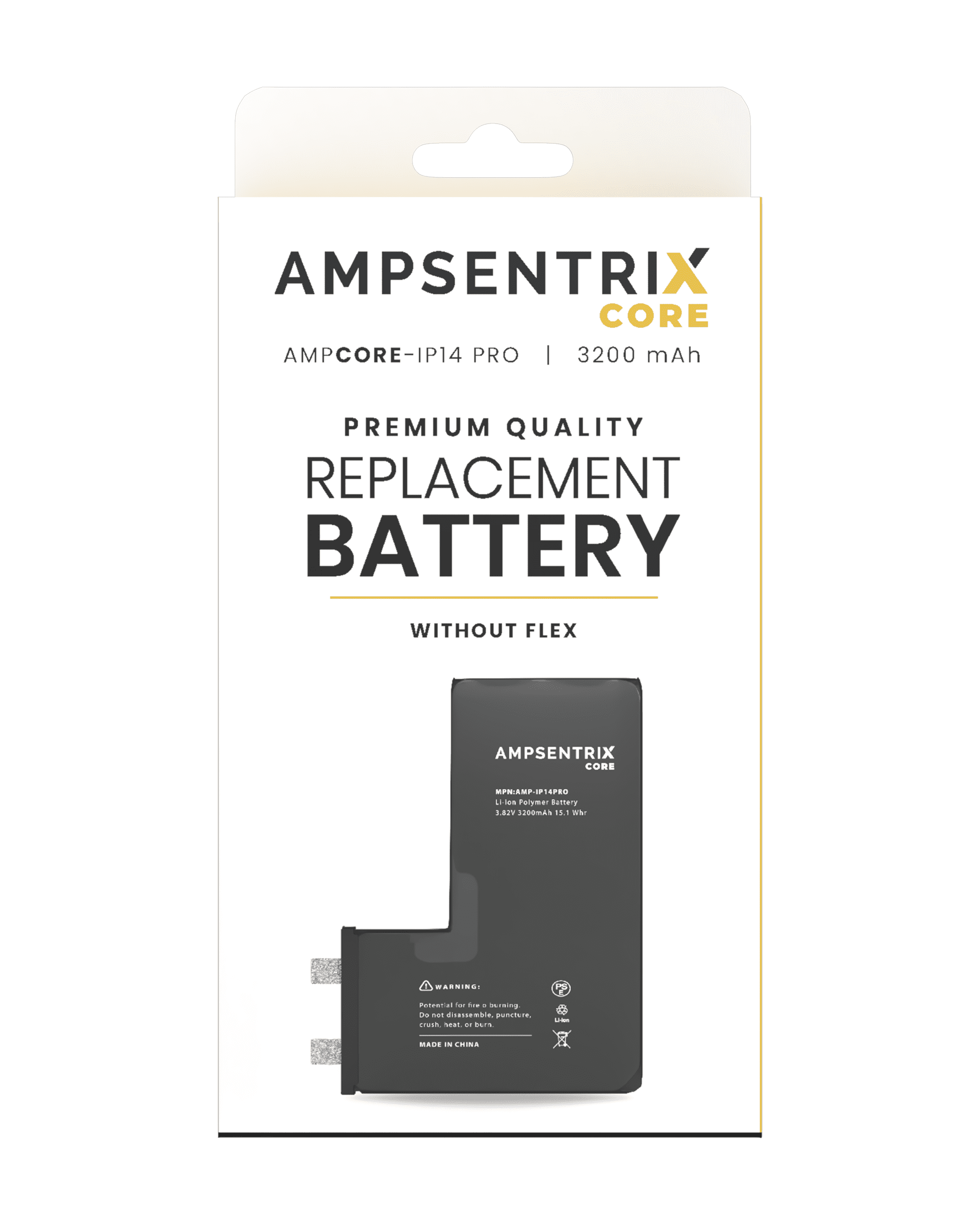 Replacement Battery Core Compatible For iPhone 14 Pro (Spot Welding Required) (AmpSentrix Core)