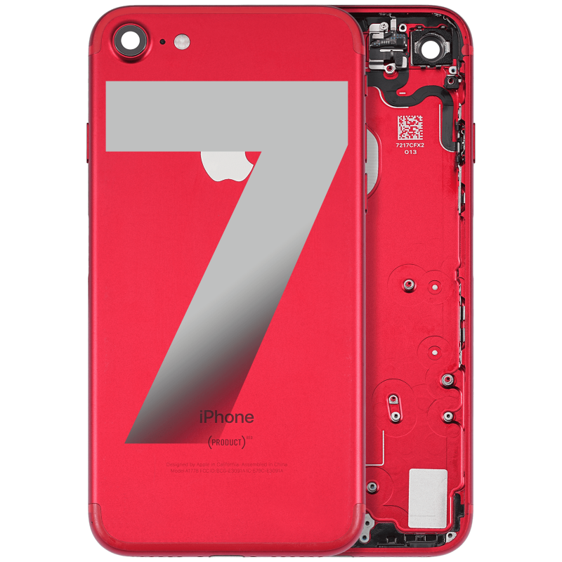 Back Housing W/ Small Components Pre-Installed Compatible For iPhone 7 (Used OEM Pull: Grade A) (Red)