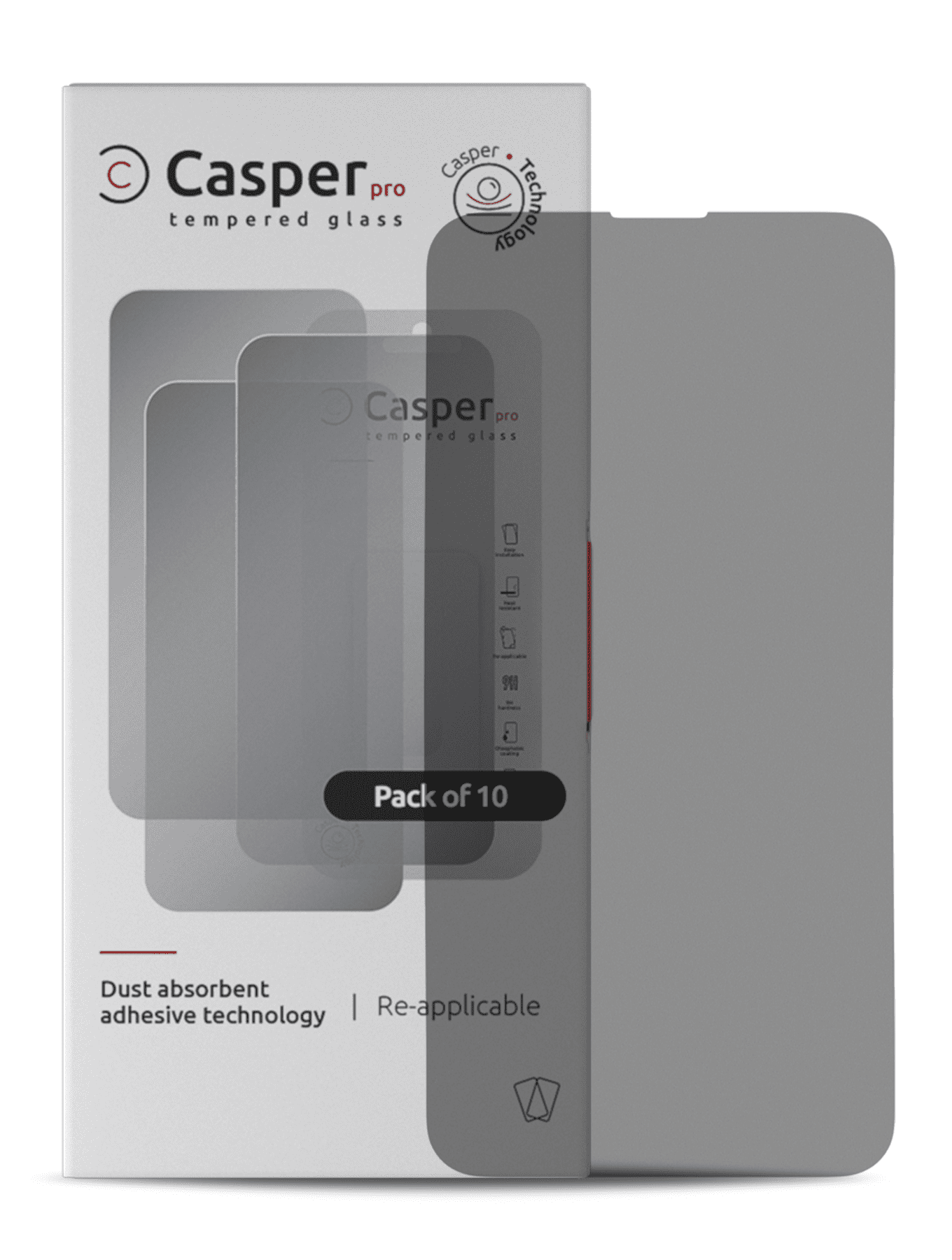 Casper Pro Tempered Glass Compatible For iPhone 13 Pro Max / 14 Plus (10 Pack) (Privacy)