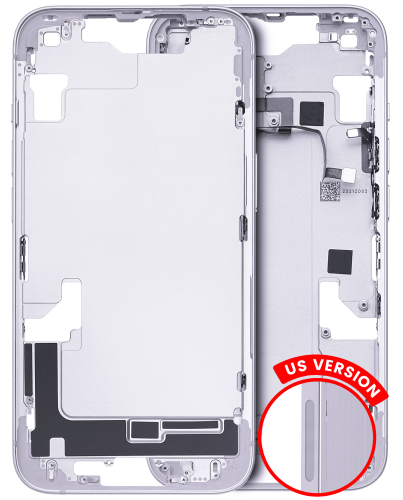 Mid-Frame Housing With Power And Volume Button Compatible For iPhone 14 (US Version)  (Used OEM Pull: Grade B) (Purple)