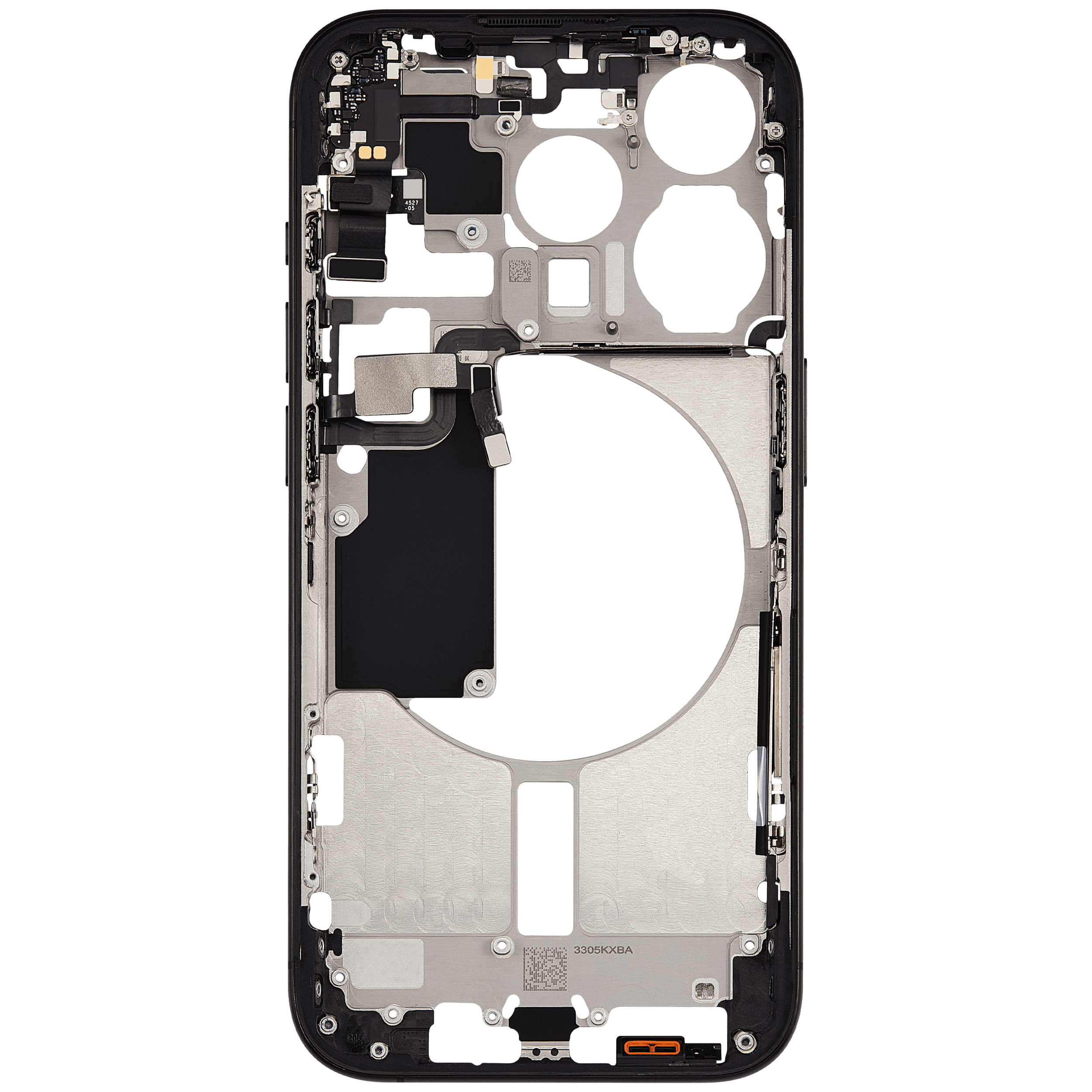 Mid-Frame Housing With Power And Volume Button Compatible For iPhone 15 Pro (US Version) (Used OEM Pull: Grade A) (Black Titanium)