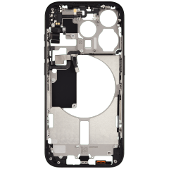 Mid-Frame Housing With Power And Volume Button Compatible For iPhone 15 Pro (US Version) (Used OEM Pull: Grade A) (Black Titanium)
