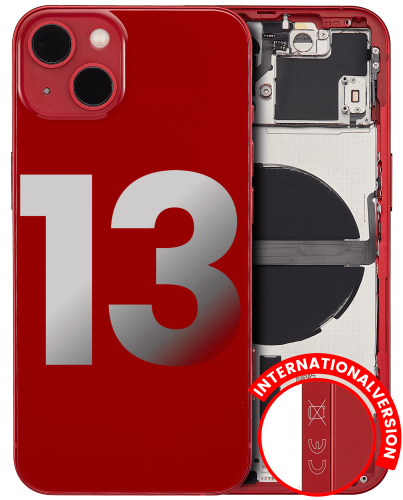 Back Housing W/ Small Components Pre-Installed Compatible For iPhone 13 (International Version) (Used OEM Pull: Grade A) (Red)