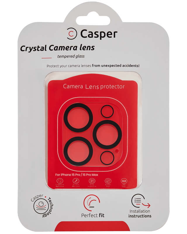 Casper Camera Lens Protector Compatible For iPhone 15 Pro / 15 Pro Max (Crystal Full Cover)