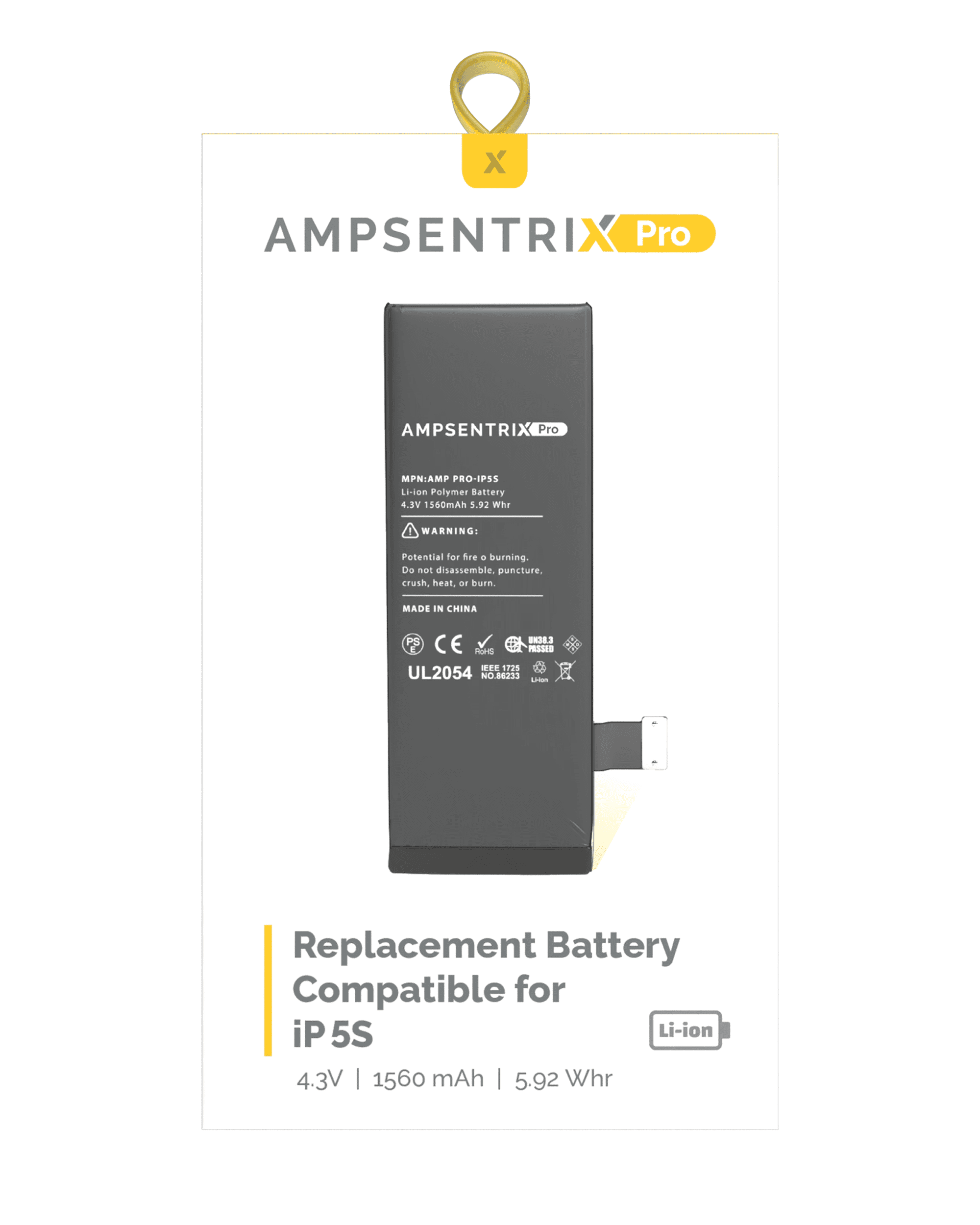 Replacement Battery Compatible For iPhone 5S (AmpSentrix Pro)