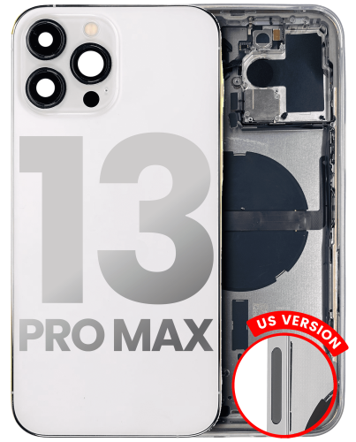 Back Housing W/ Small Components Pre-Installed Compatible For iPhone 13 Pro Max (US Version) (Used OEM Pull: Grade A) (Silver)