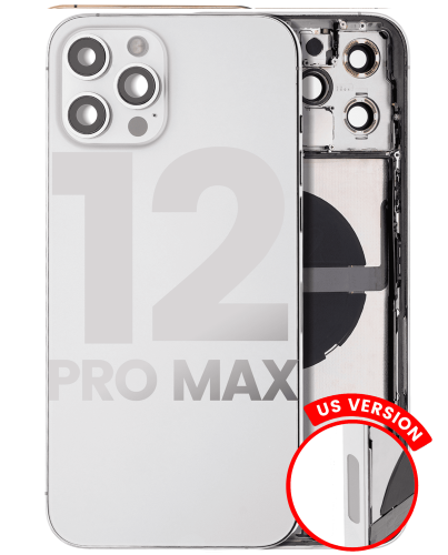 Back Housing W/ Small Components Pre-Installed Compatible For iPhone 12 Pro Max (US Version) (Used OEM Pull: Grade B) (Silver)