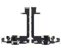Charging Port Flex Cable With Board Compatible For iPhone 11 Pro Max (Used OEM Pull) (Space Gray)