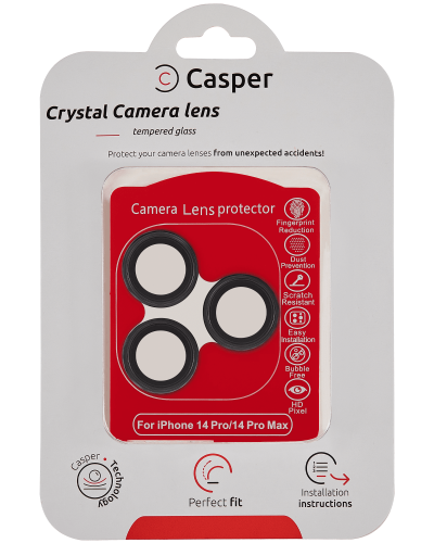 Casper Camera Lens Protector Compatible For iPhone 14 Pro / 14 Pro Max (Black) (Clear)