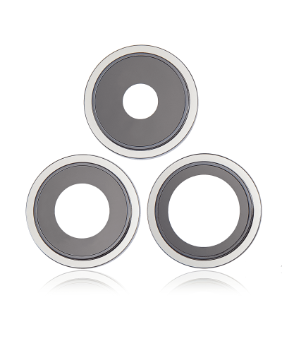 Back Camera Lens With Bracket &amp; Bezel Compatible For iPhone 14 Pro / 14 Pro Max (Silver) (3 Piece Set) (Aftermarket Plus)