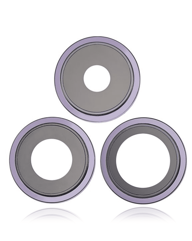 Back Camera Lens With Bracket & Bezel Compatible For iPhone 14 Pro / 14 Pro Max (Deep Purple) (3 Piece Set) (Aftermarket Plus)