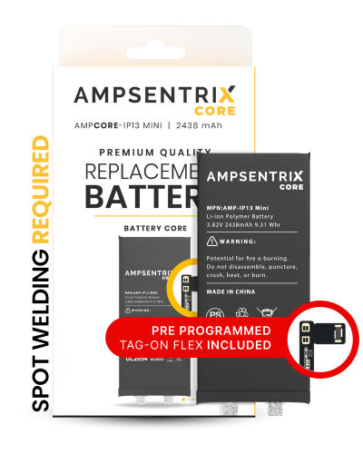 Replacement Battery Core with Universal Tag-On Flex Compatible For iPhone 13 Mini (Spot Welding Required) (AmpSentrix Core)