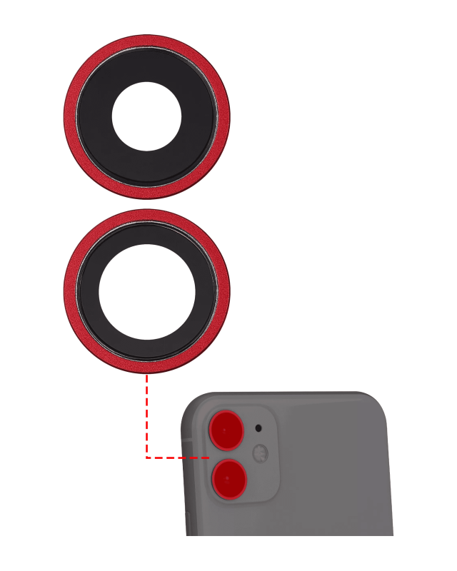 Back Camera Lens With Bracket & Bezel Compatible For iPhone 11 (Red) (Aftermarket Plus)