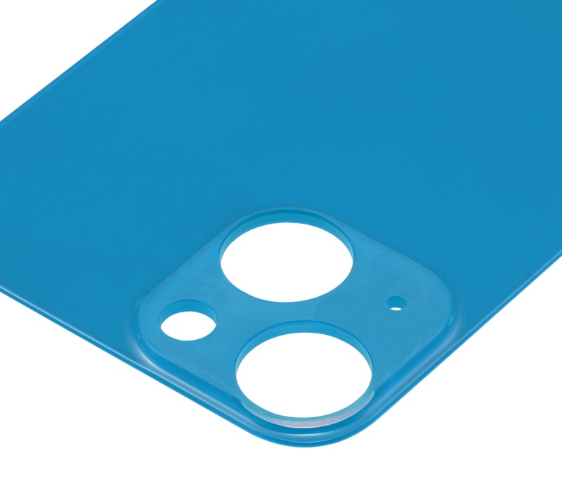 Back Glass With 3M Adhesive Compatible For iPhone 13 Mini (No Logo / Large Camera Hole) (Blue)