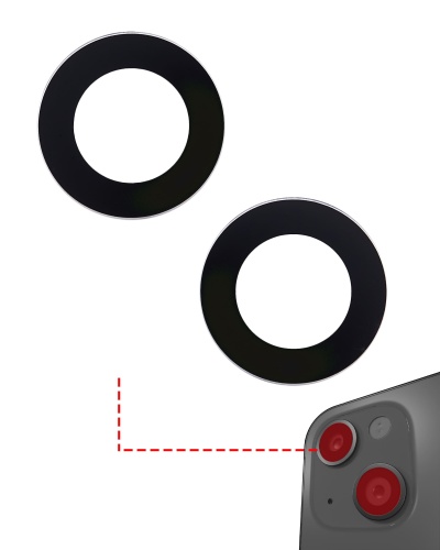 Back Camera Lens (Glass Only) With Adhesive Compatible For iPhone 14 / 14 Plus / 15 / 15 Plus (2 Piece Set) (Real Sapphire) (Premium)