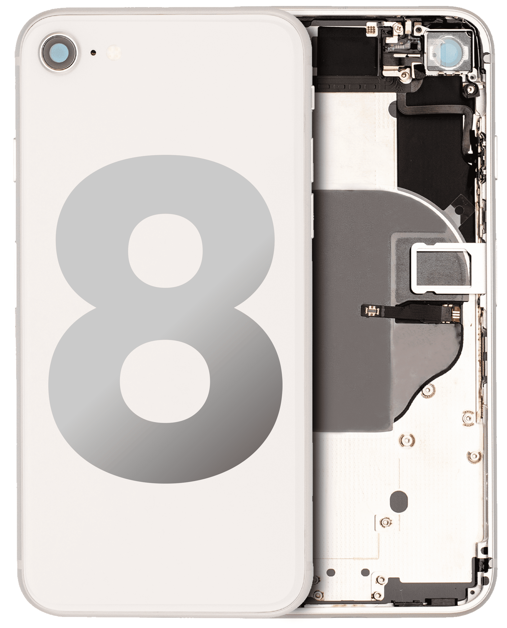 Back Housing W/ Small Components Pre-Installed Compatible For iPhone 8 (Used OEM Pull: Grade B) (Silver)