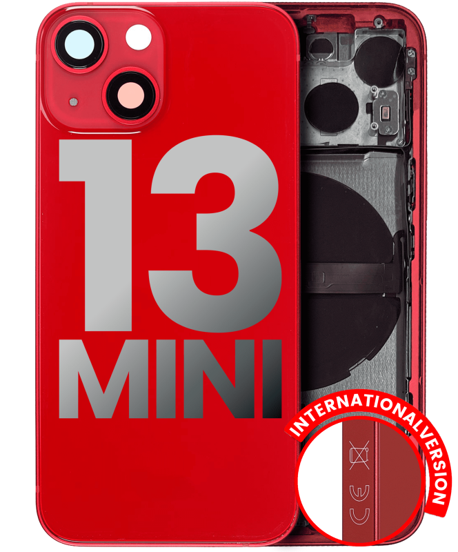 Back Housing W/ Small Components Pre-Installed Compatible For iPhone 13 Mini (International Version) (Used OEM Pull: Grade A) (Red)