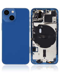 Back Housing W/ Small Components Pre-Installed Compatible For iPhone 13 Mini (International Version) (No Logo) (Aftermarket Plus) (Blue)