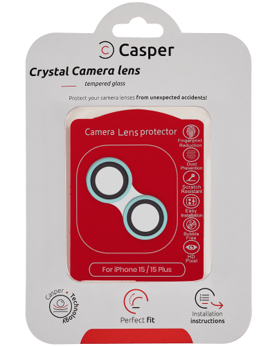 Casper Camera Lens Protector Compatible For iPhone 15 / 15 Plus (blue) (Clear)
