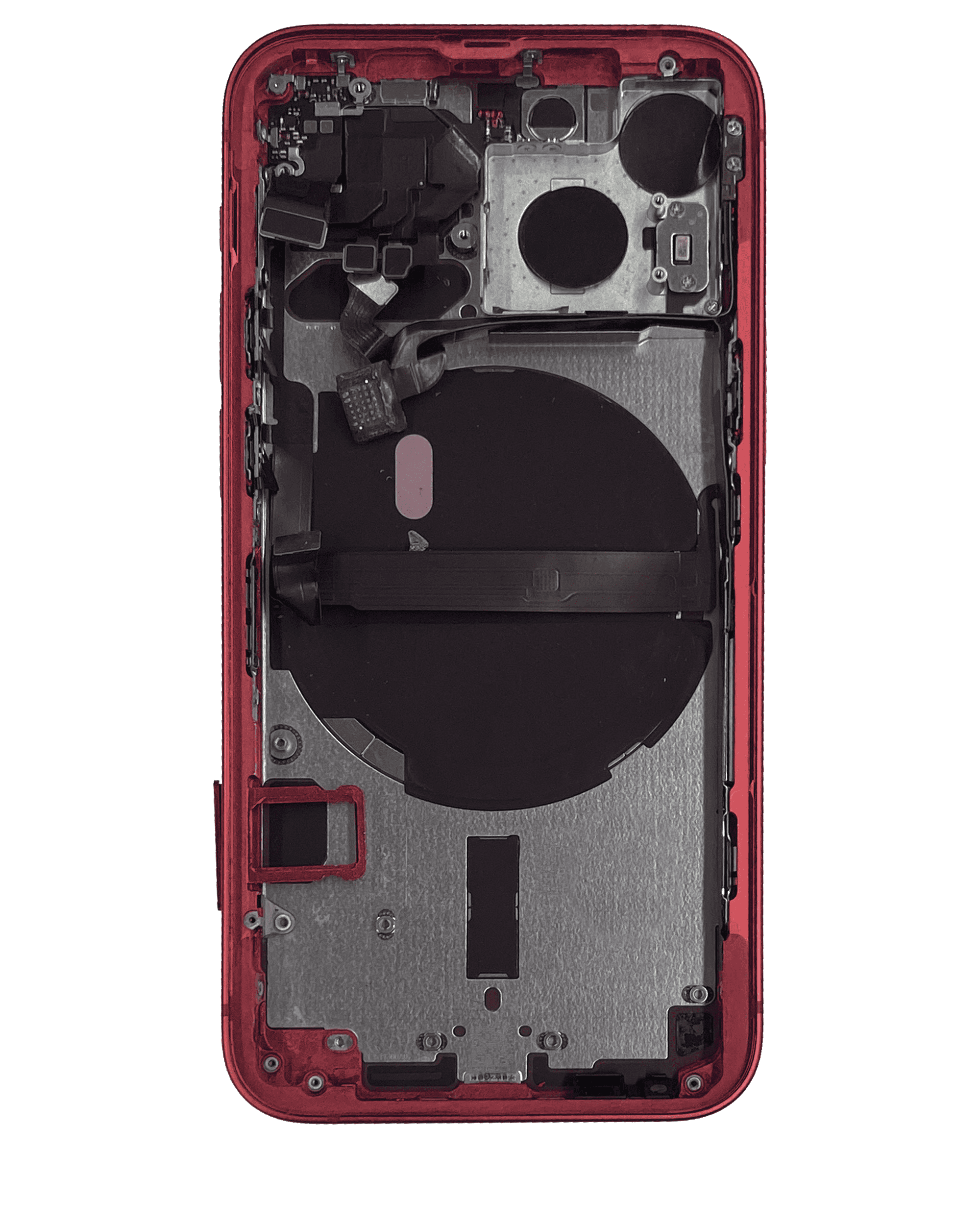 Back Housing W/ Small Components Pre-Installed Compatible For iPhone 13 Mini (US Version) (Used OEM Pull: Grade C) (Red)